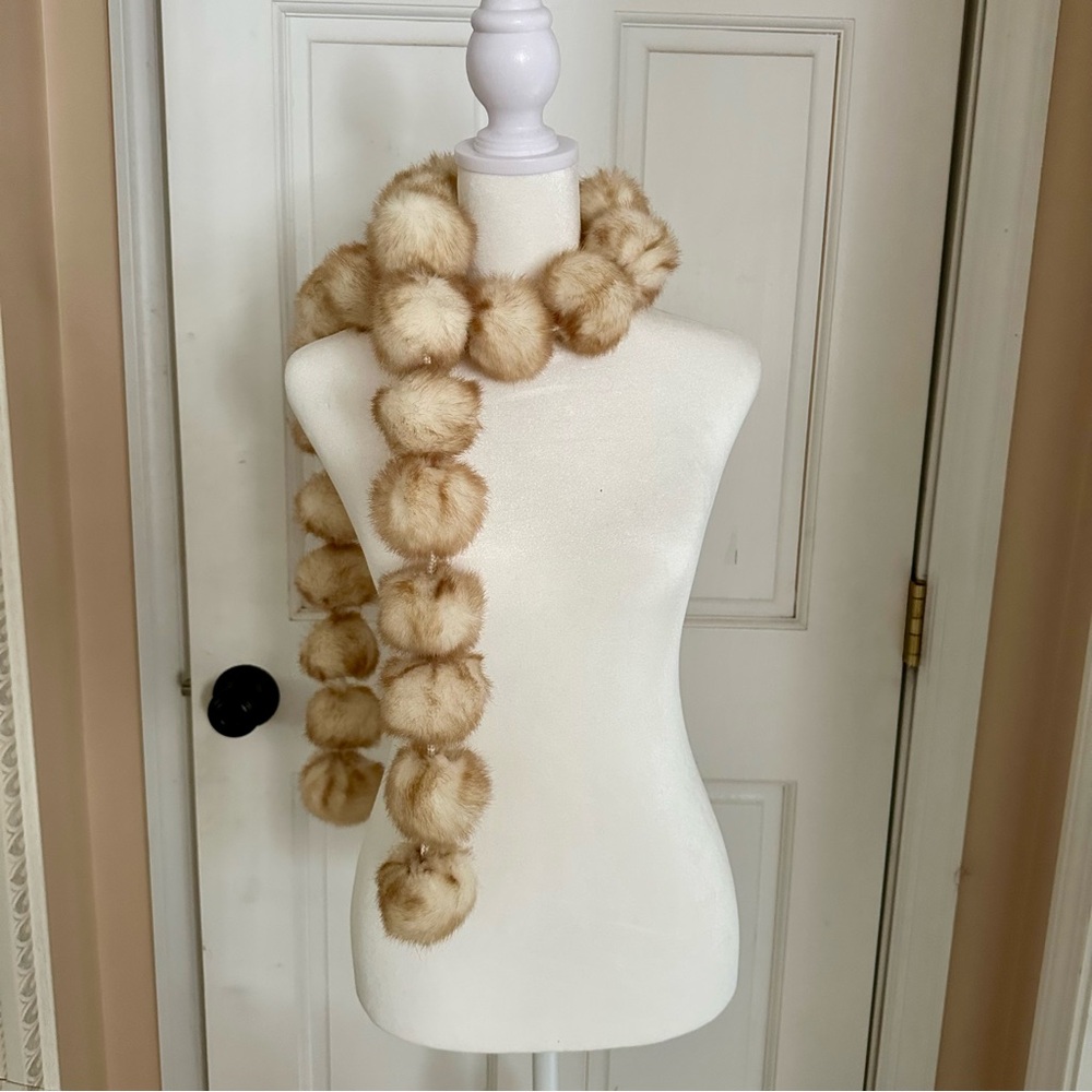 Y2K Faux Fur Pom Pom Scarf